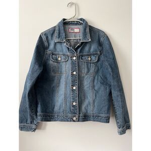 Old Navy Blue Jeans The Best in Denim Jean Jacket Medium Double Breast Pocket